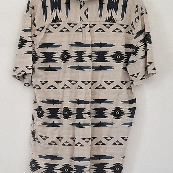 Byas button up shirt with all crazy patterns cream & all kinds of shades of blue - Picture 2 of 2